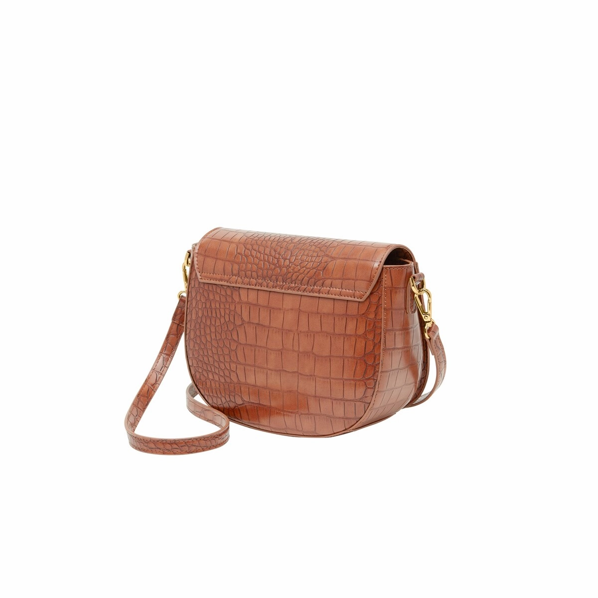 Cavalli Class TORINO Brown Medium Crocco Saddle Crossbody bag for womens