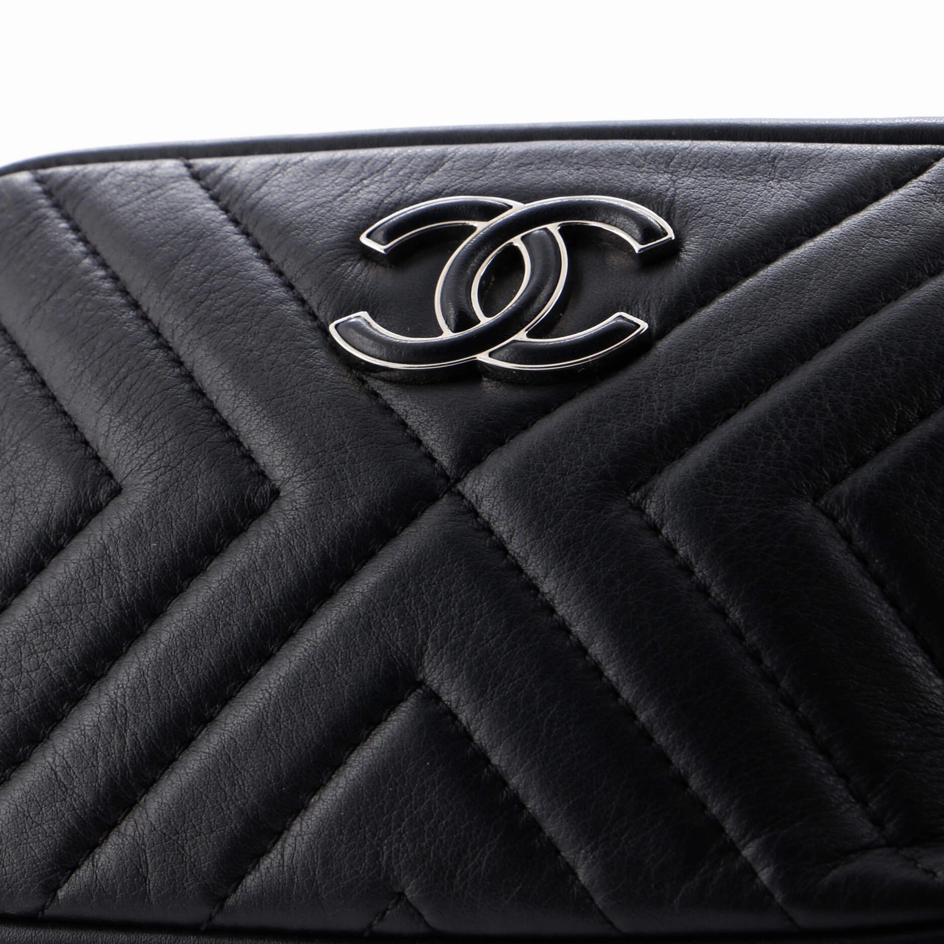 CC Tassel Camera Bag Diagonal Chevron Calfskin Mini