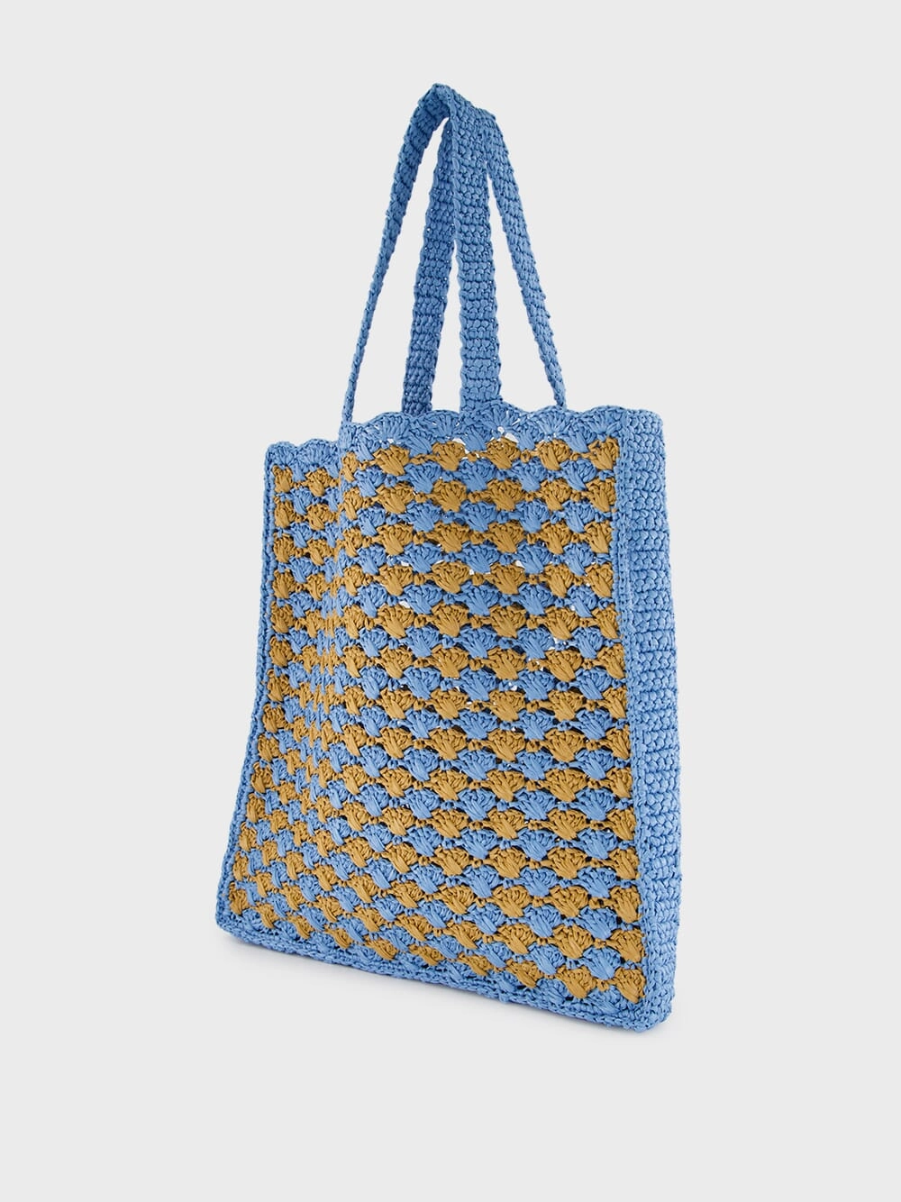 Celeste and Caramel Crochet Tote Bag