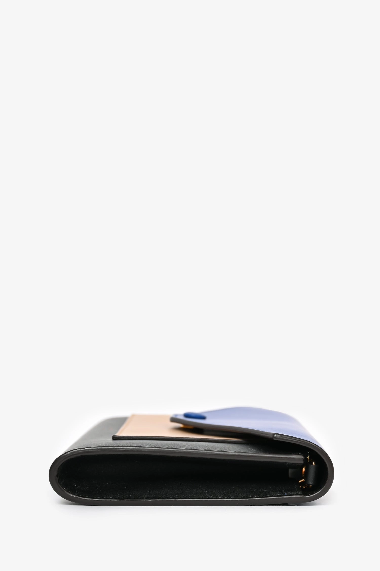 Celine 2015 Black Tricolor Leather Envelope Pocket Wallet on Chain