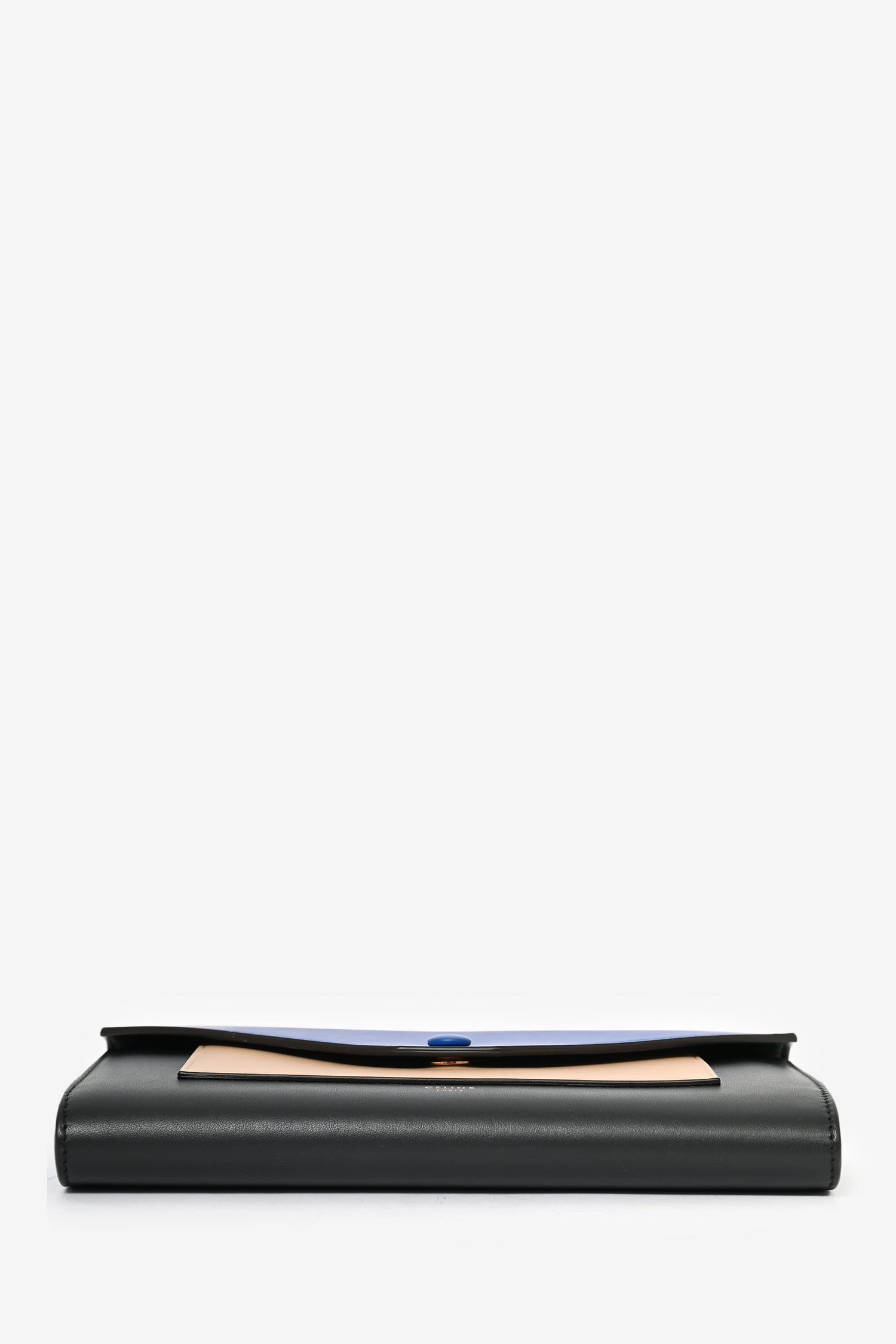 Celine 2015 Black Tricolor Leather Envelope Pocket Wallet on Chain