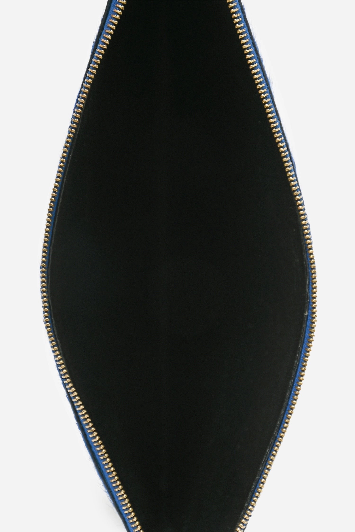 Celine Black/Blue Leather/Pony Hair Zip Clutch