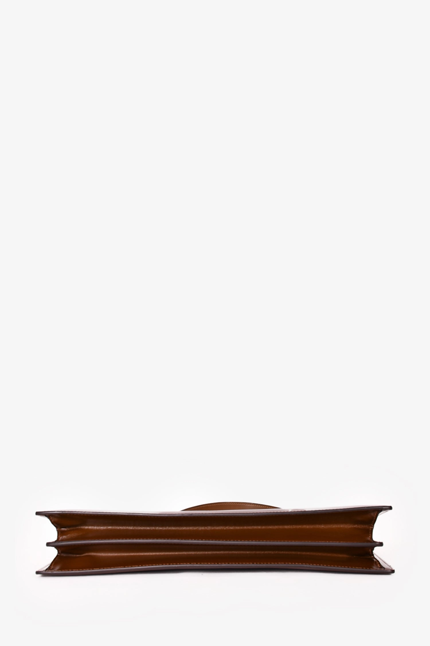 Celine Brown Leather Clasp Medium Top Handle