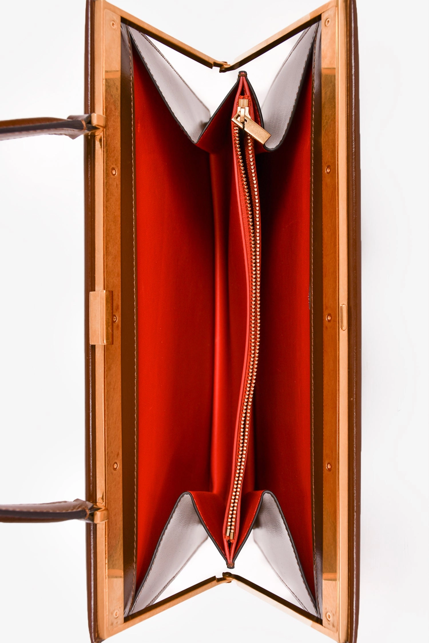 Celine Brown Leather Clasp Medium Top Handle