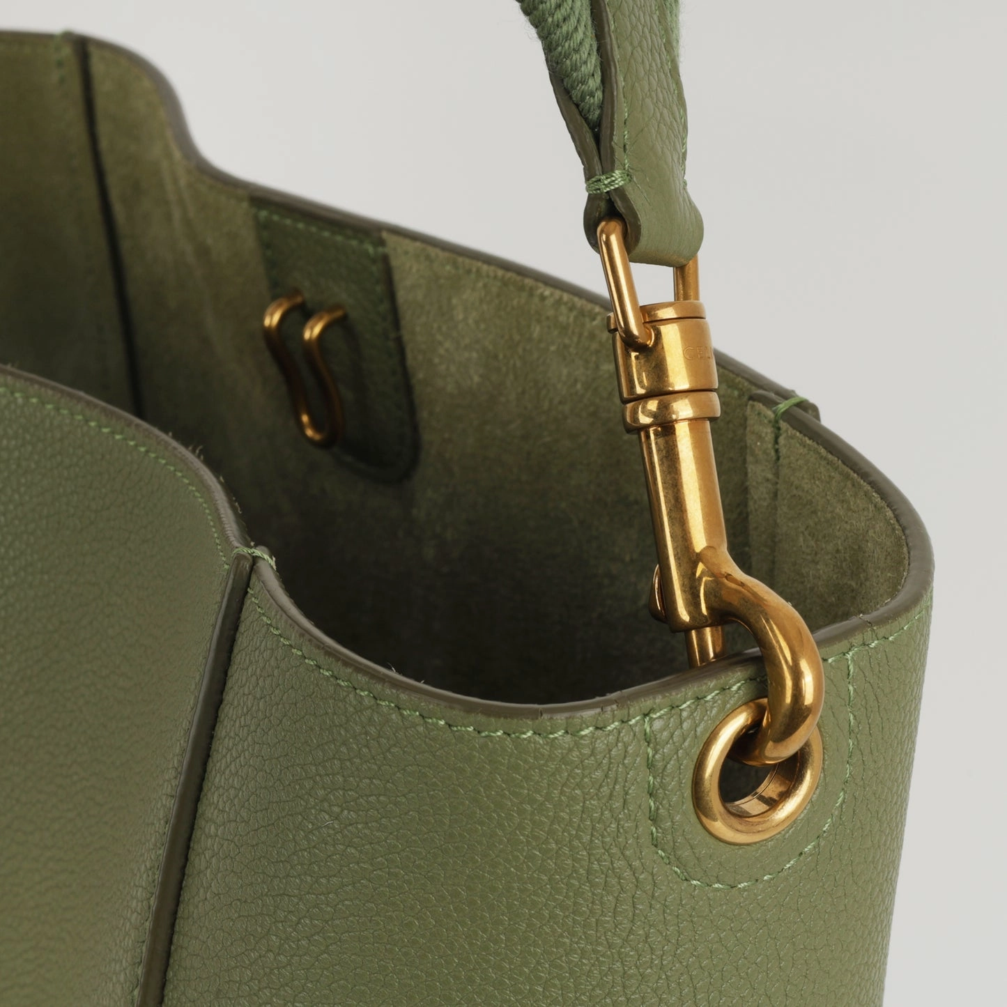 Celine Celine - Sangle Bucket Bag - Sage Green Calfskin GHW - Pre-Loved