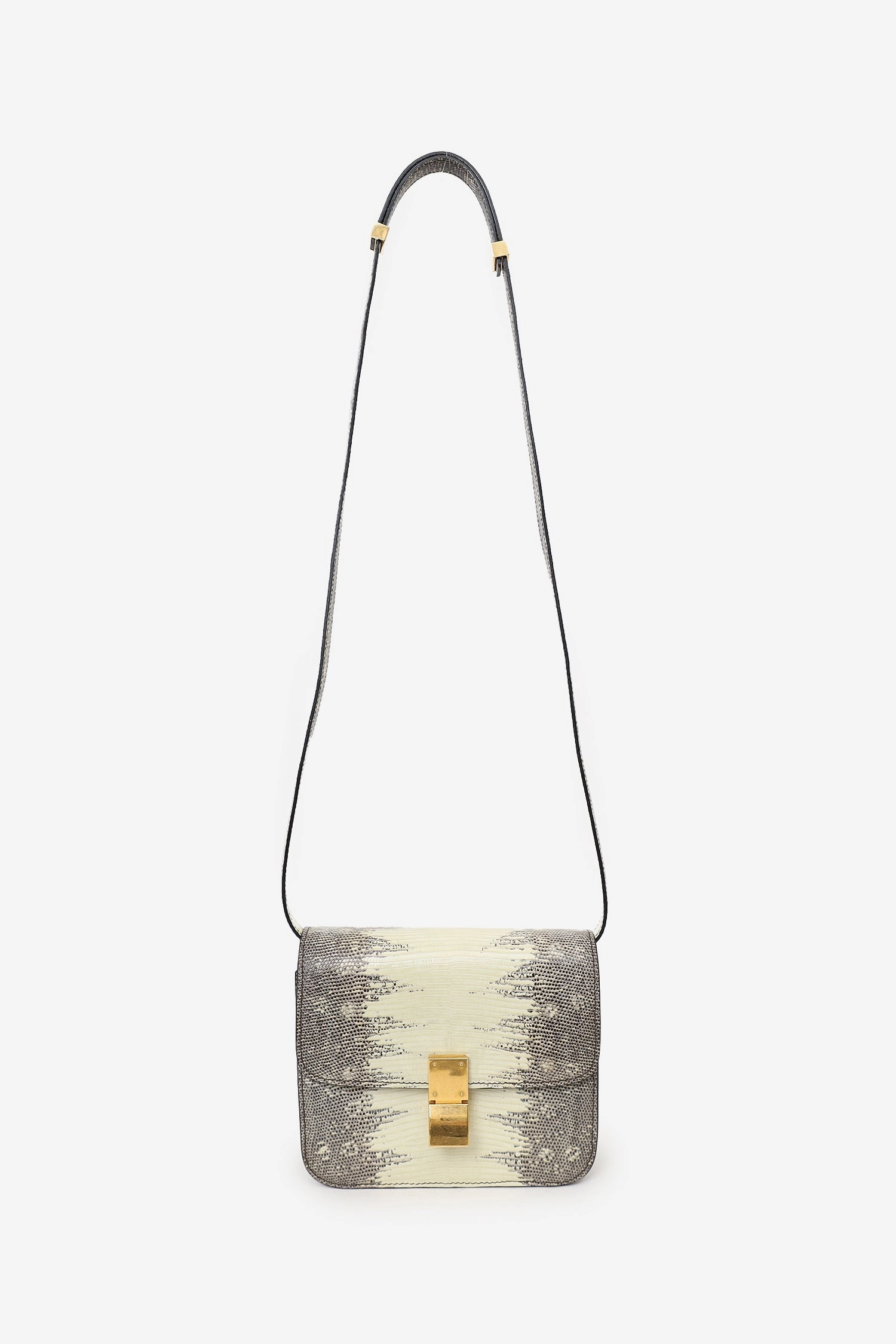Celine Grey/Cream Lizard Box Teen Bag with Strap