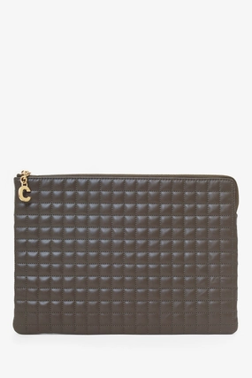 Celine Khaki Green Quilted C-Charm Pouch