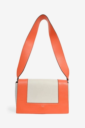 Celine Orange/Grey Leather Leather 'Frame' Shoulder Bag