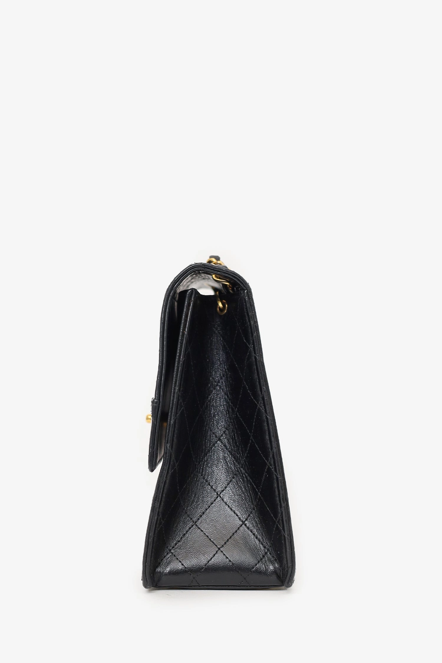 Chanel 1989-91 Black Lambskin Leather Trapezoid Flap Bag 'Refurbished'