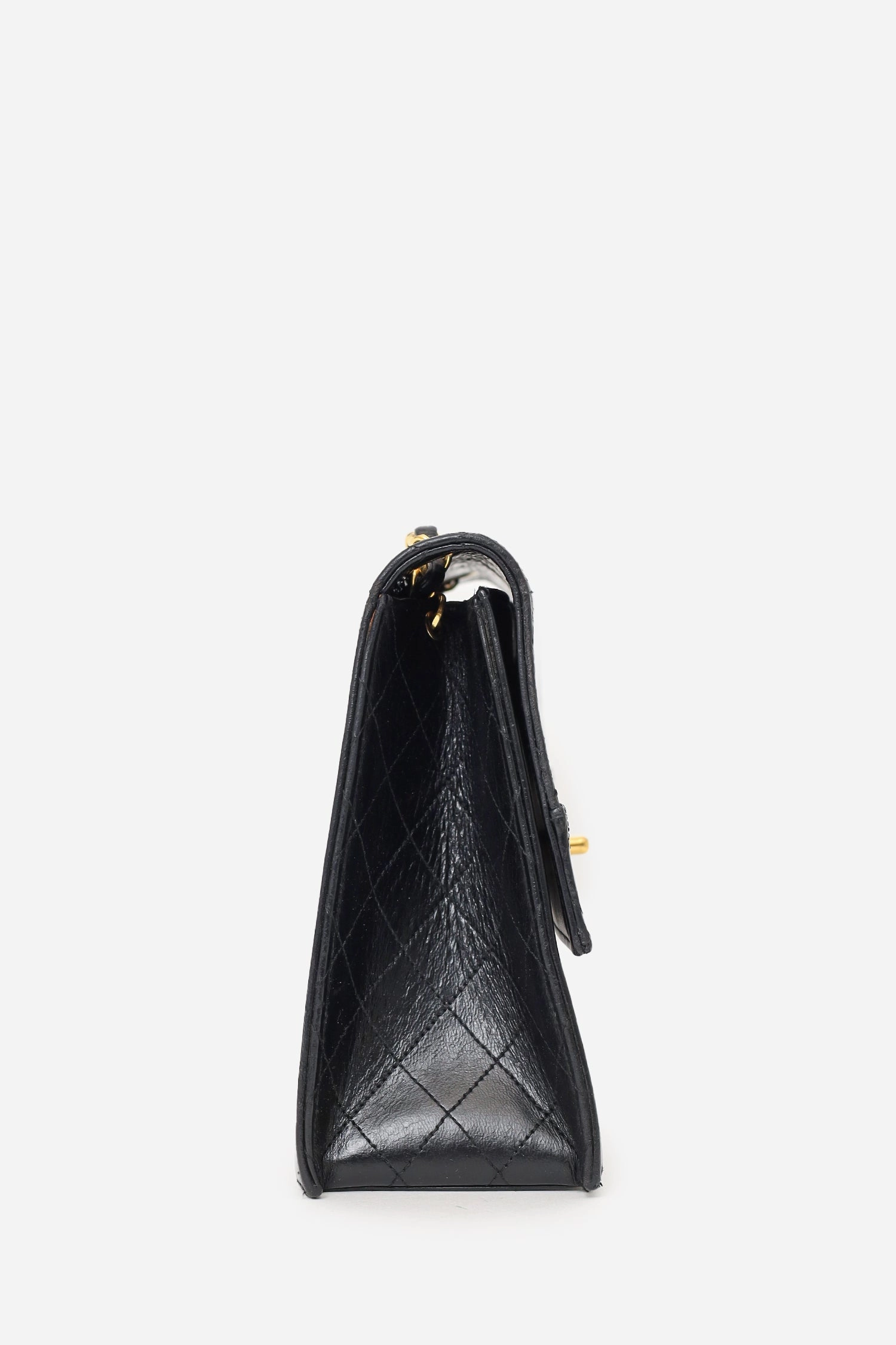 Chanel 1989-91 Black Lambskin Leather Trapezoid Flap Bag 'Refurbished'