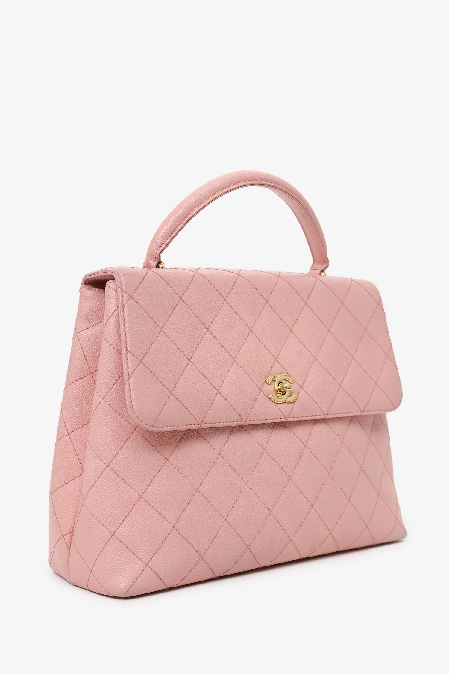 Chanel 2003-04 Pink Caviar Leather Kelly Top Handle Bag