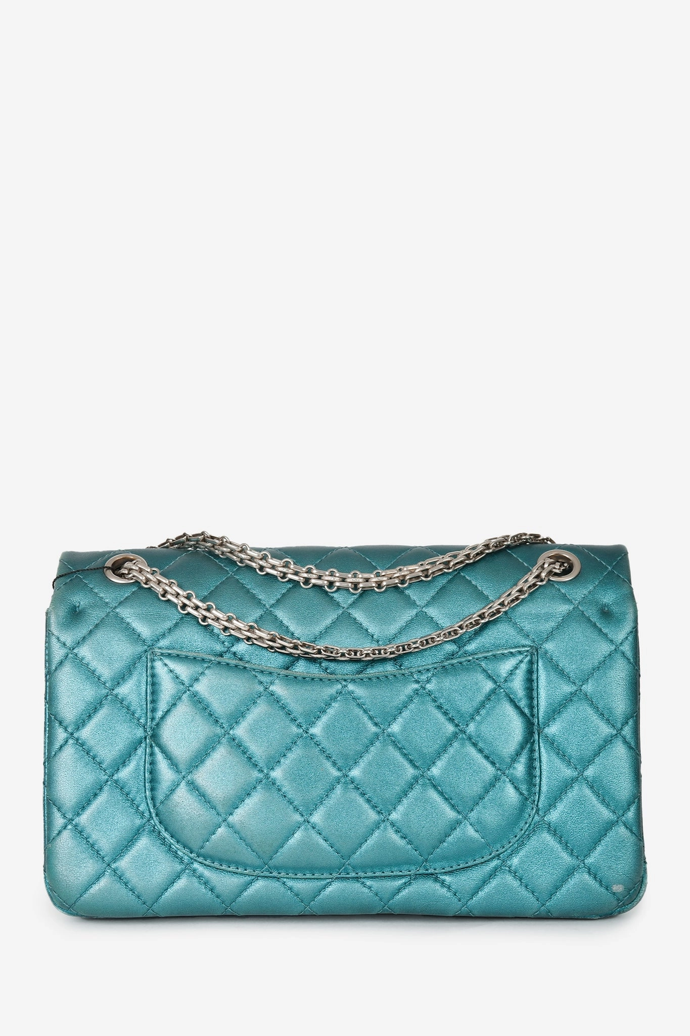 Chanel 2008/9 Teal Metallic Quilted Leather 2.55 Reissue 226 Double Flap Bag