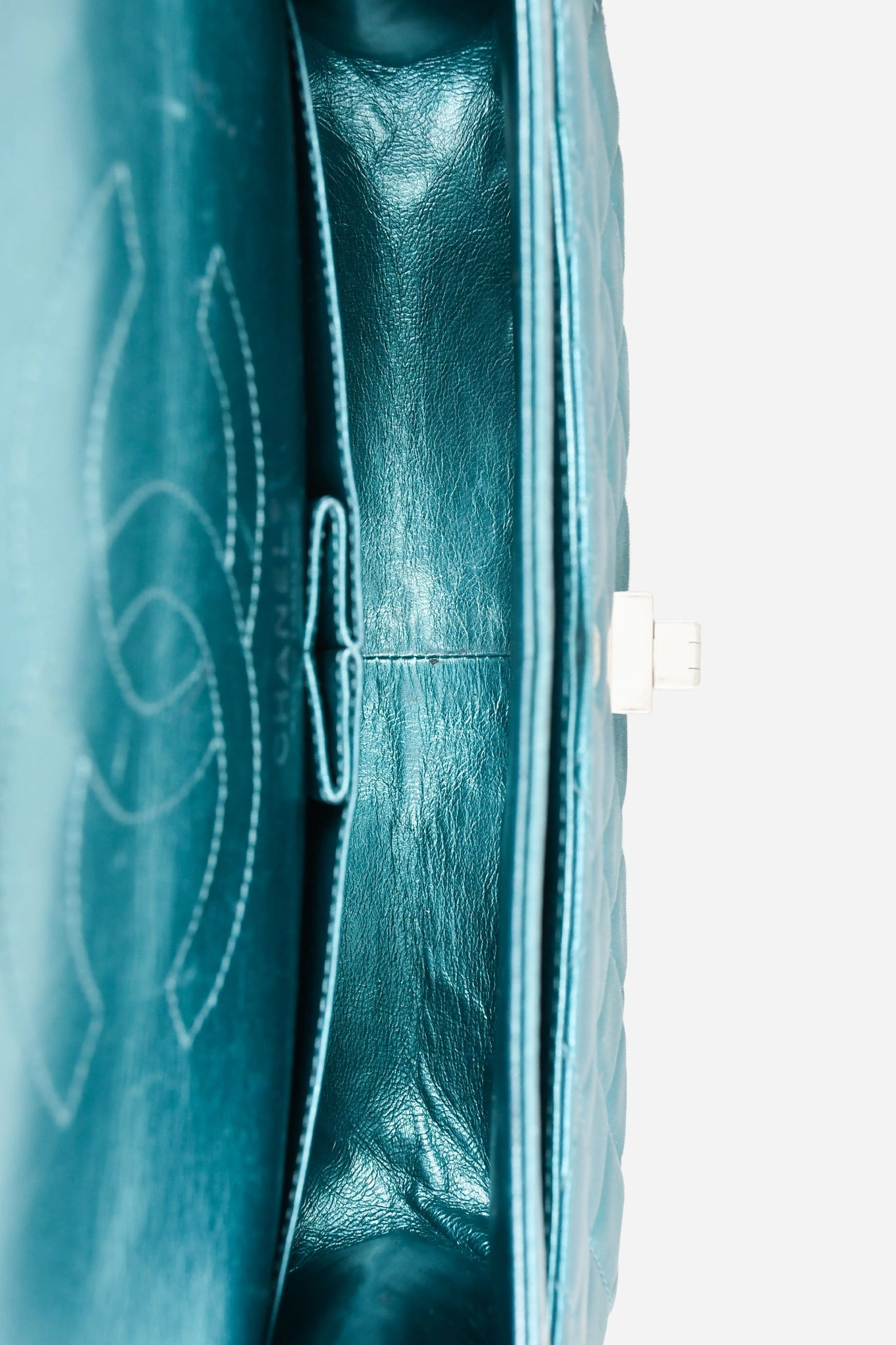 Chanel 2008/9 Teal Metallic Quilted Leather 2.55 Reissue 226 Double Flap Bag