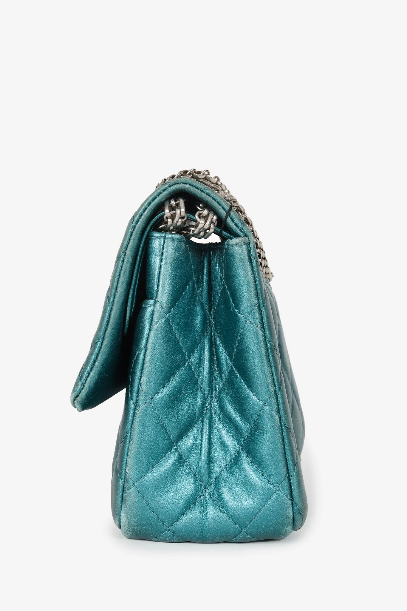 Chanel 2008/9 Teal Metallic Quilted Leather 2.55 Reissue 226 Double Flap Bag