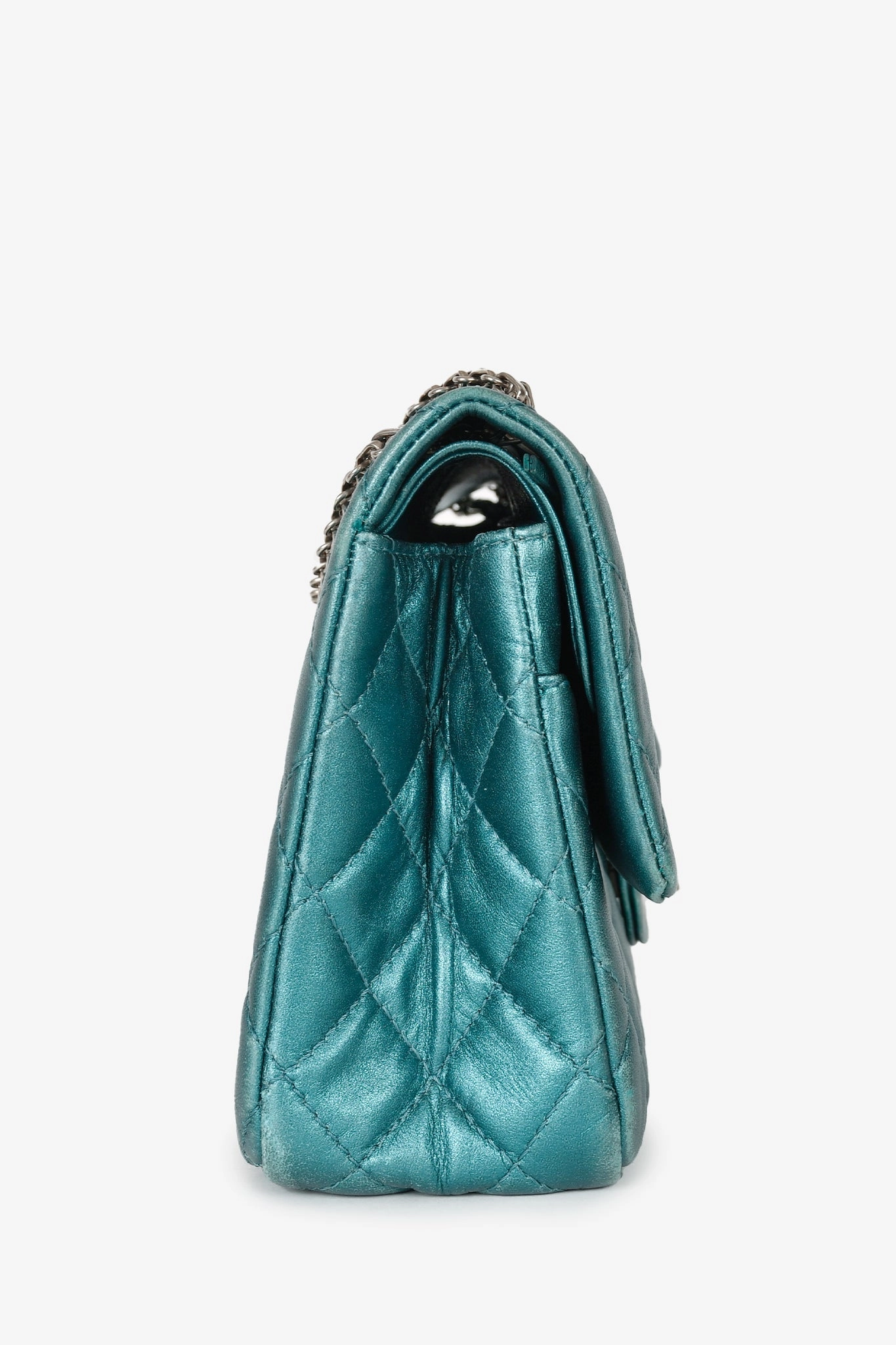 Chanel 2008/9 Teal Metallic Quilted Leather 2.55 Reissue 226 Double Flap Bag