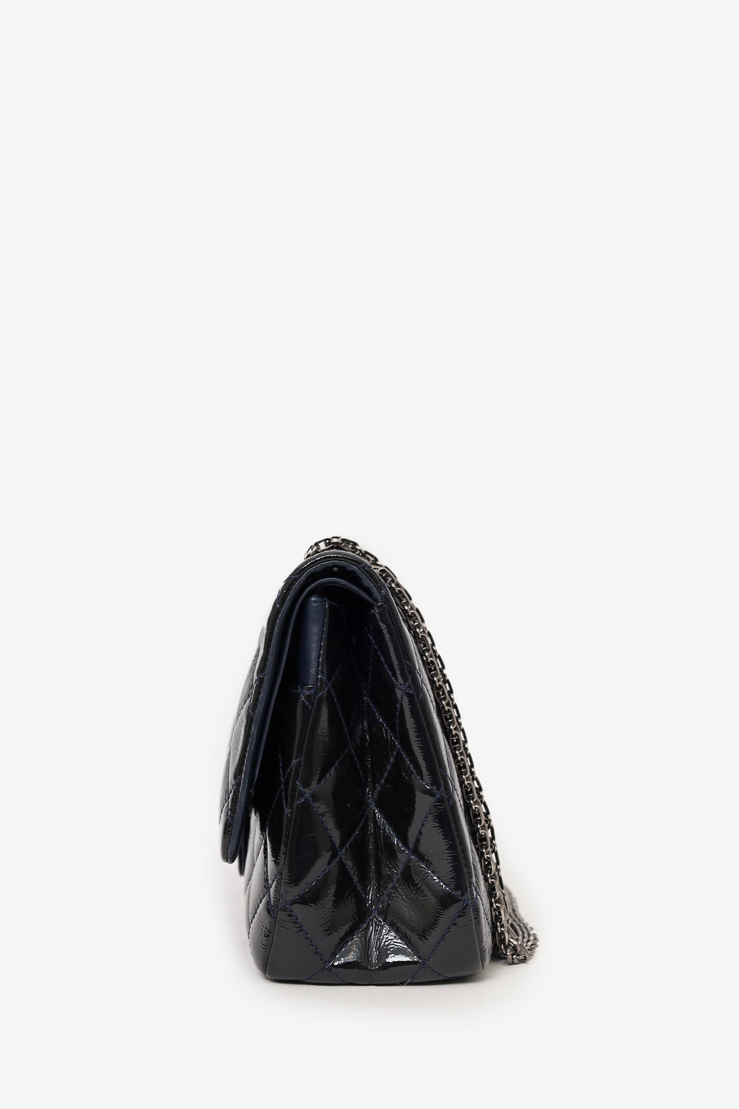 Chanel 2010-11 Navy Patent Leather Reissue 227 Double Flap Bag