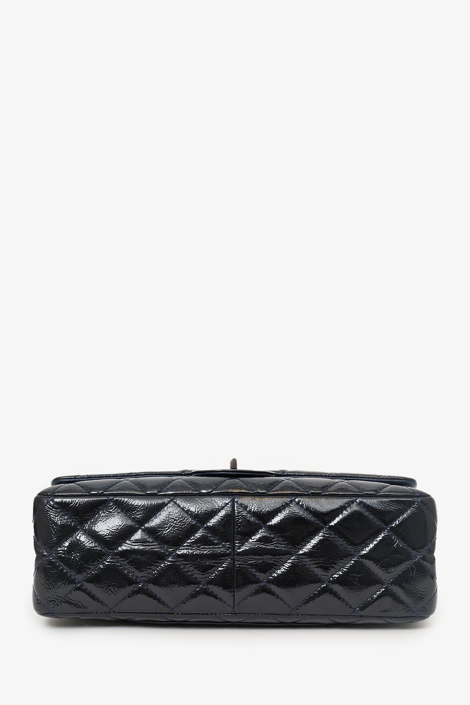 Chanel 2010-11 Navy Patent Leather Reissue 227 Double Flap Bag