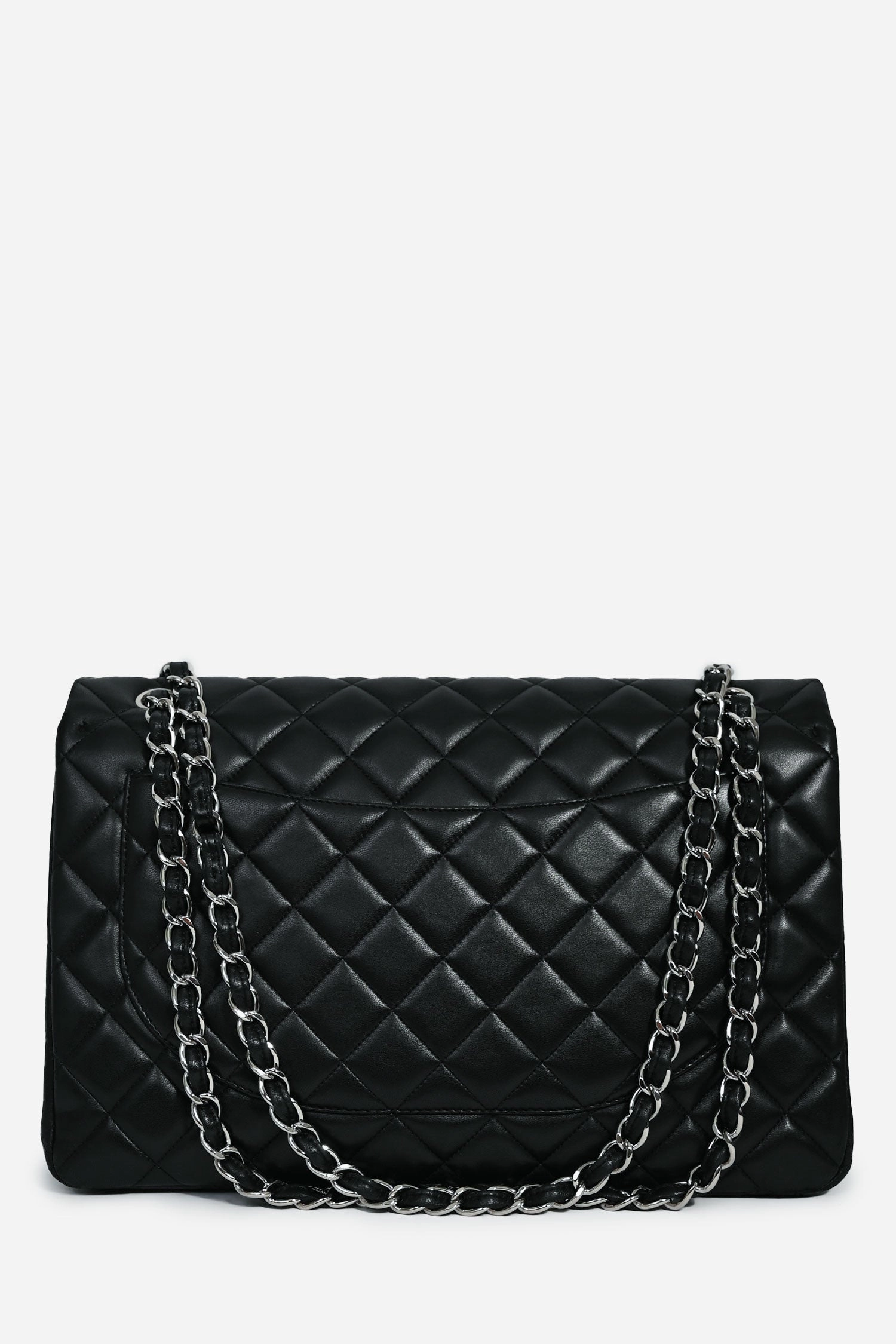 Chanel 2011 Black Lambskin Classic Single Maxi Flap Bag