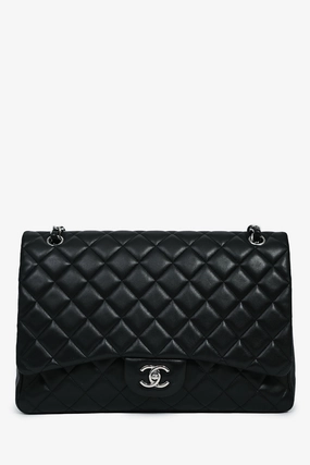Chanel 2011 Black Lambskin Classic Single Maxi Flap Bag