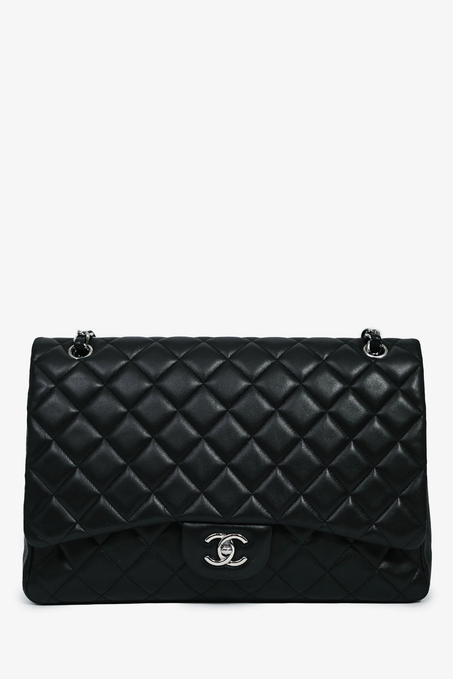 Chanel 2011 Black Lambskin Classic Single Maxi Flap Bag