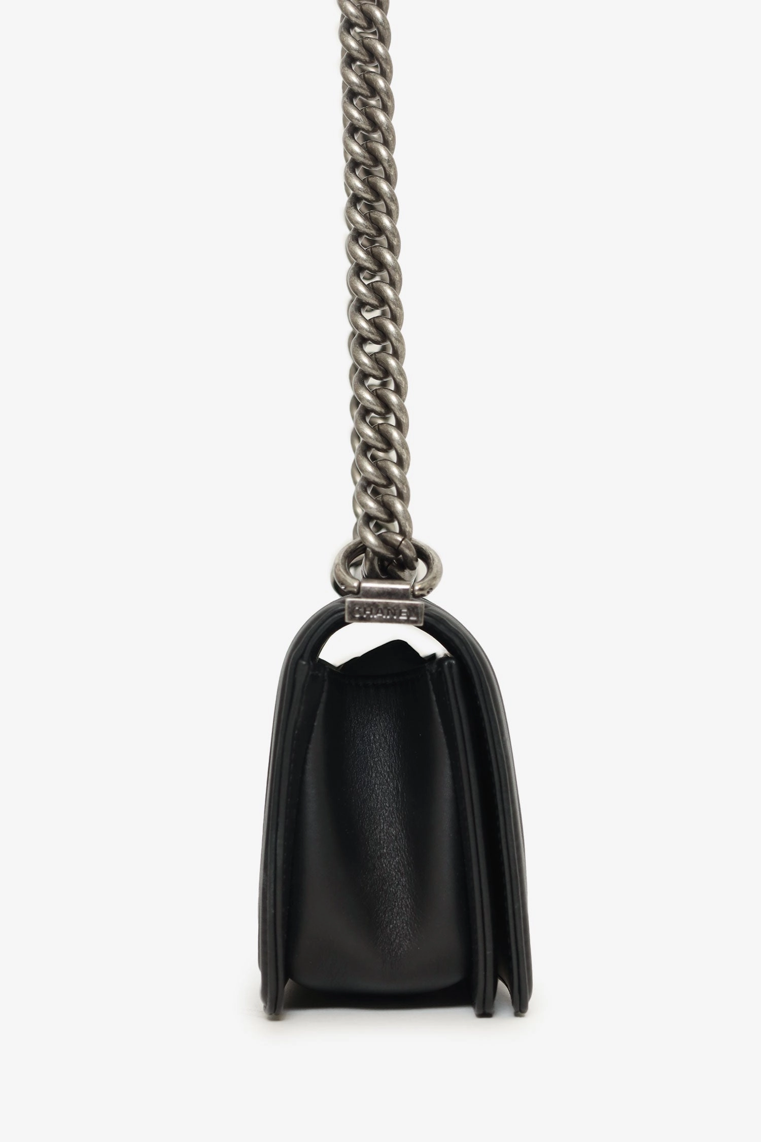 Chanel 2017 Black/Navy Velvet/Calfskin Small Boy Bag