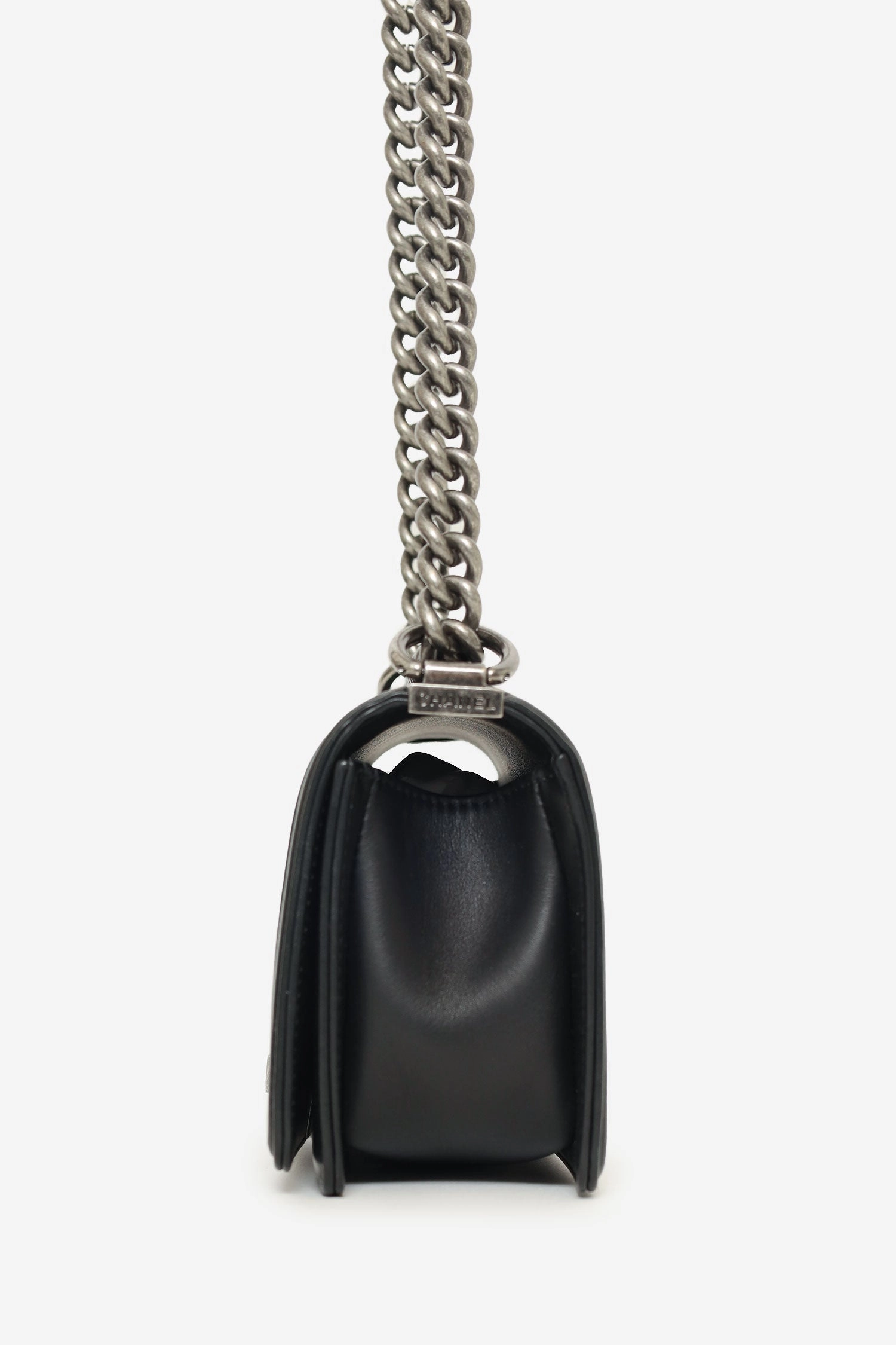 Chanel 2017 Black/Navy Velvet/Calfskin Small Boy Bag