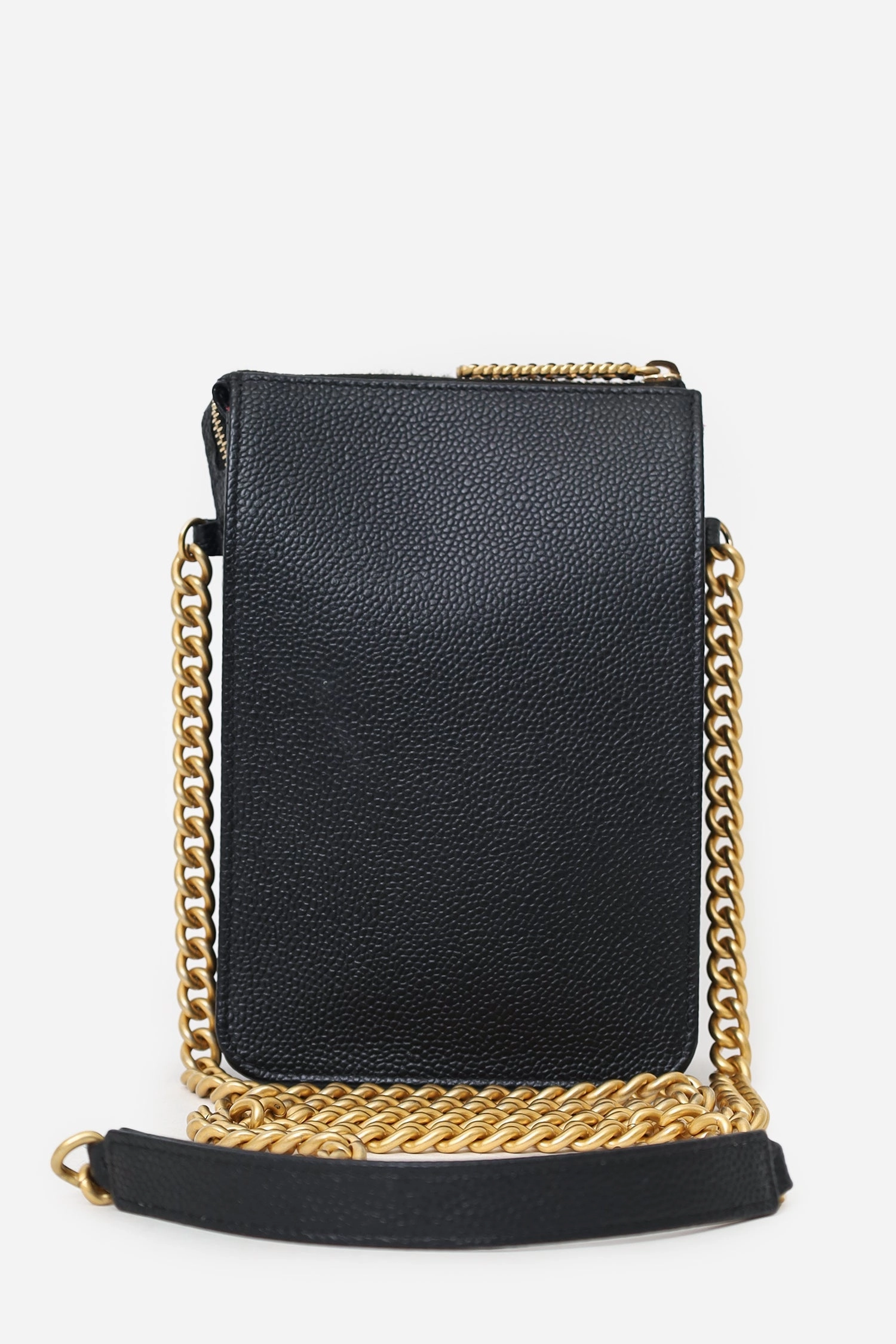 Chanel 2019-20 Black Caviar Leather Crossbody Phone Holder