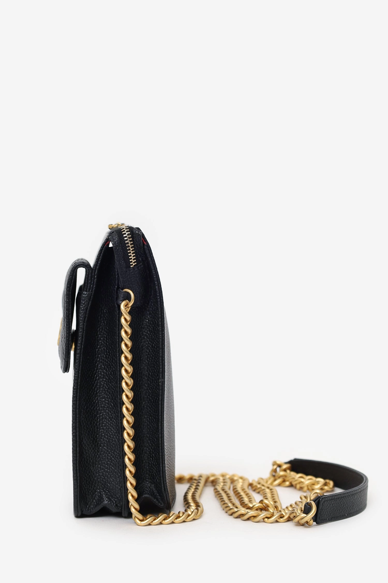 Chanel 2019-20 Black Caviar Leather Crossbody Phone Holder