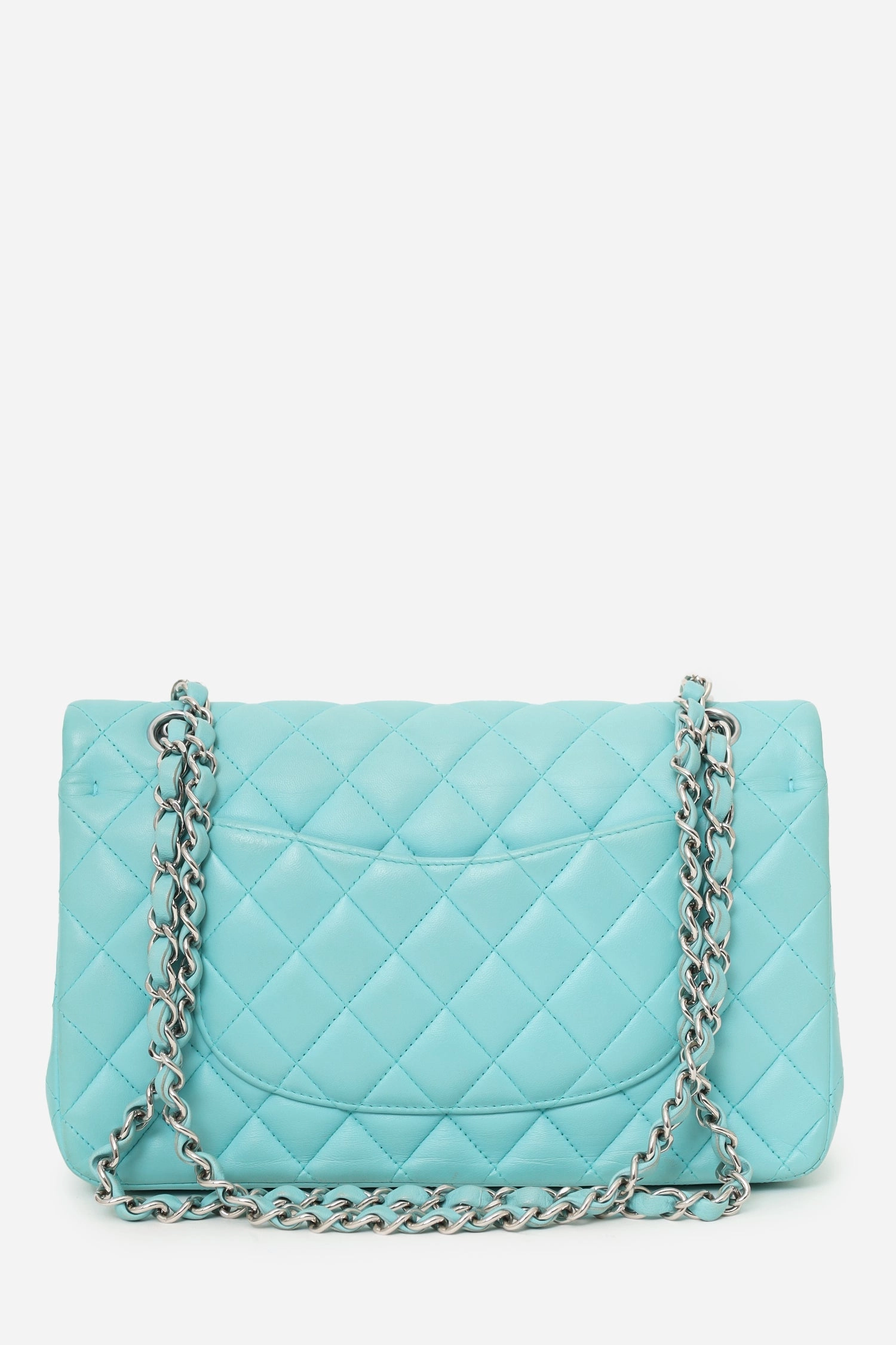 Chanel 2019 Turquoise Leather Quilted Double Flap (As Is)