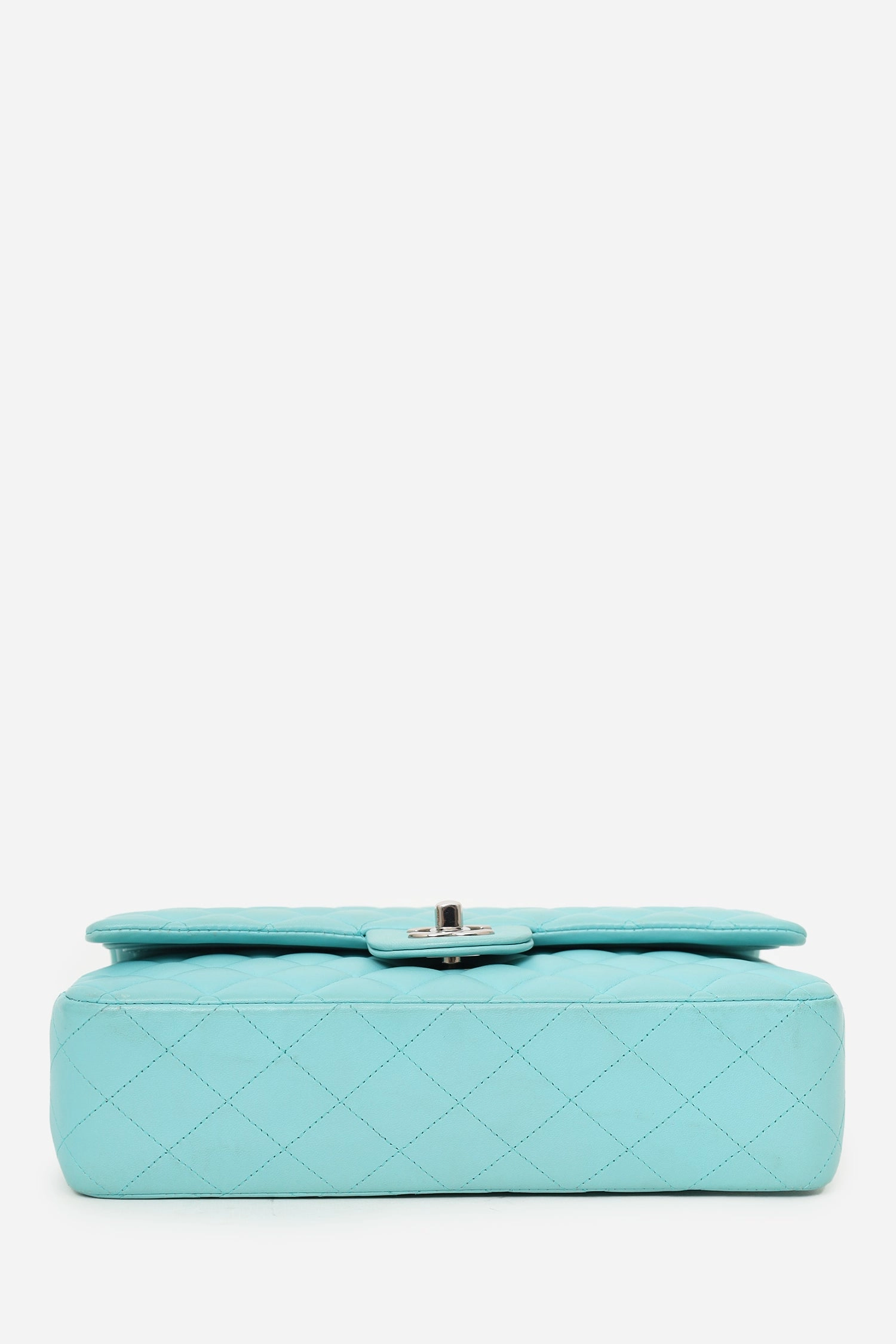 Chanel 2019 Turquoise Leather Quilted Double Flap (As Is)
