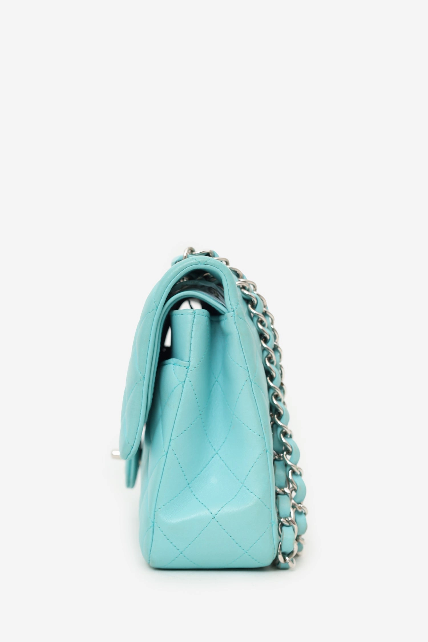Chanel 2019 Turquoise Leather Quilted Double Flap (As Is)