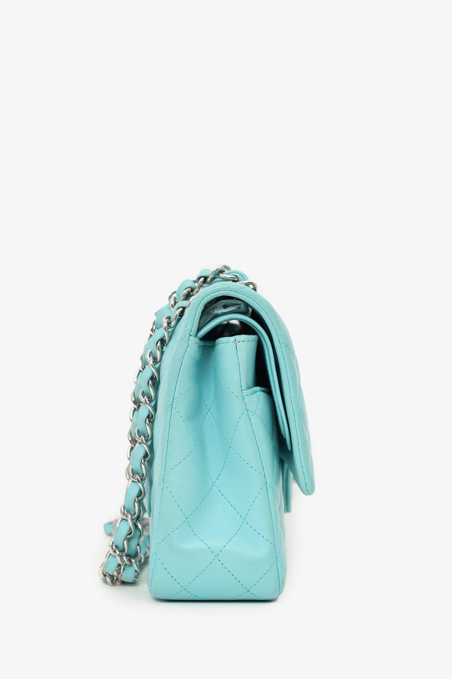 Chanel 2019 Turquoise Leather Quilted Double Flap (As Is)