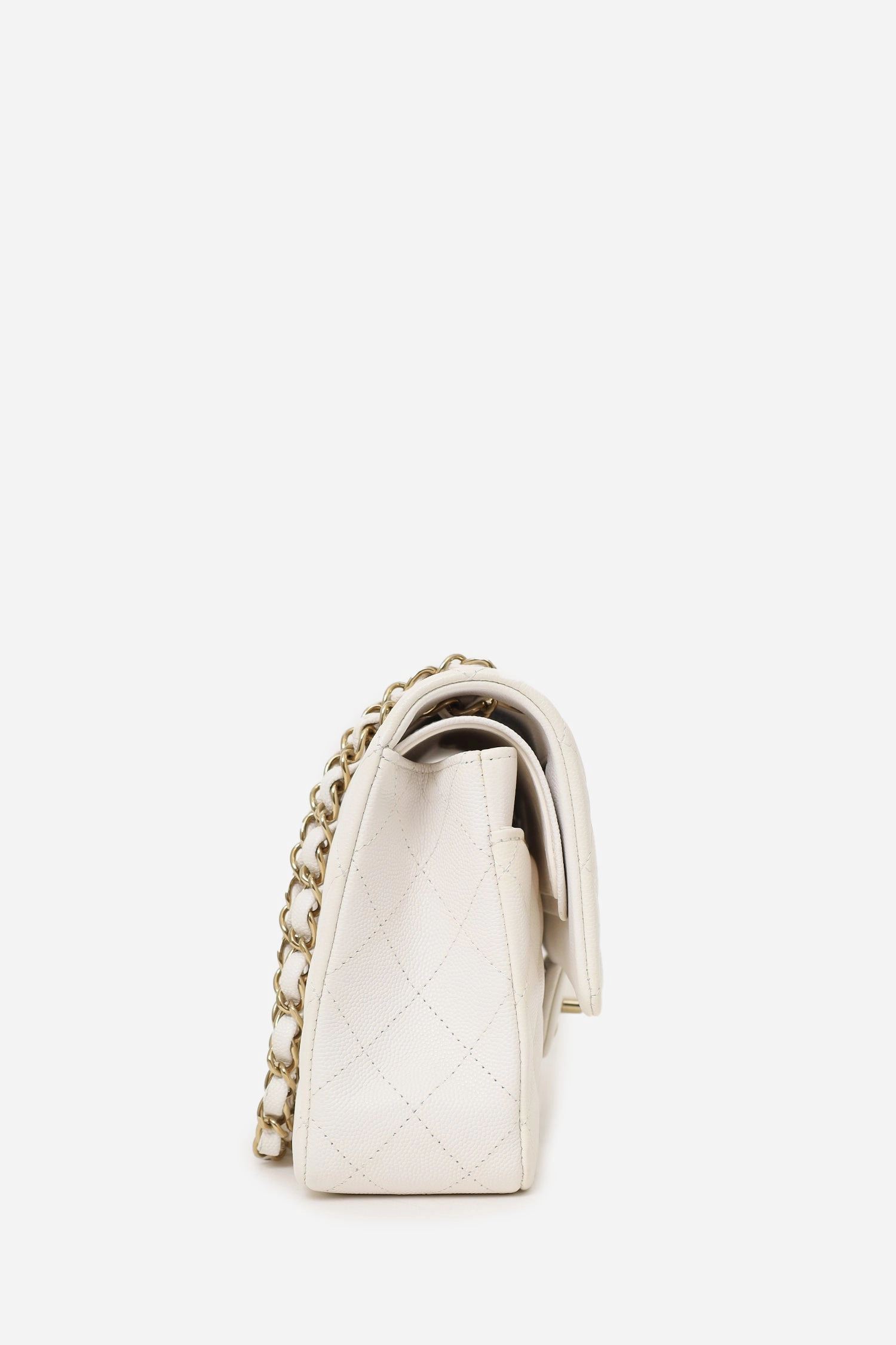 Chanel 2022 White Caviar Leather Medium Double Flap Bag