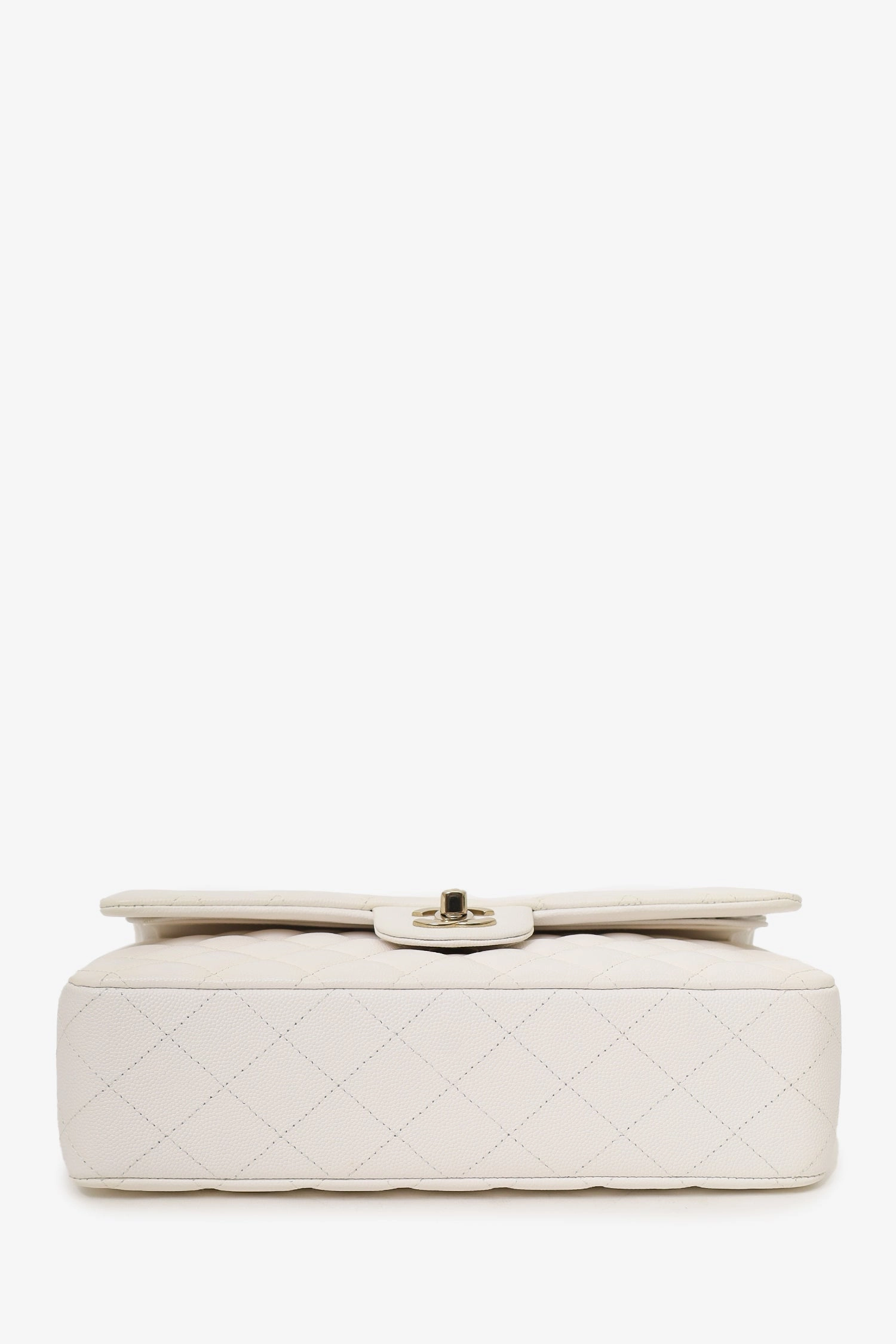 Chanel 2022 White Caviar Leather Medium Double Flap Bag