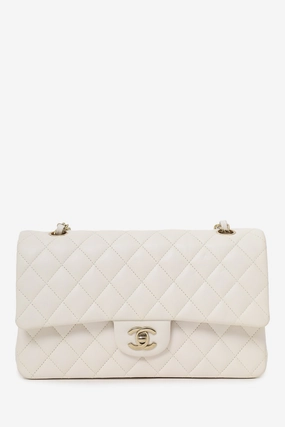 Chanel 2022 White Caviar Leather Medium Double Flap Bag