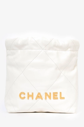 Chanel 22 White Lambskin Mini Hobo