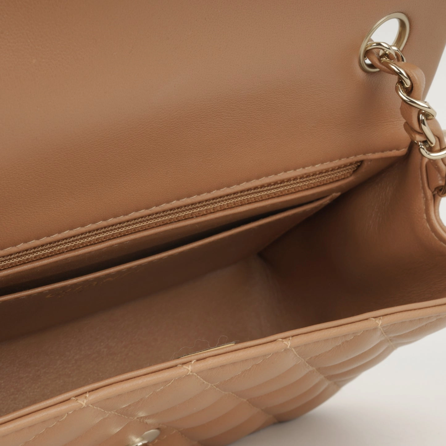 Chanel - Classic Flap Bag Mini Rectangular - Caramel Lambskin CGHW - Plaque Series