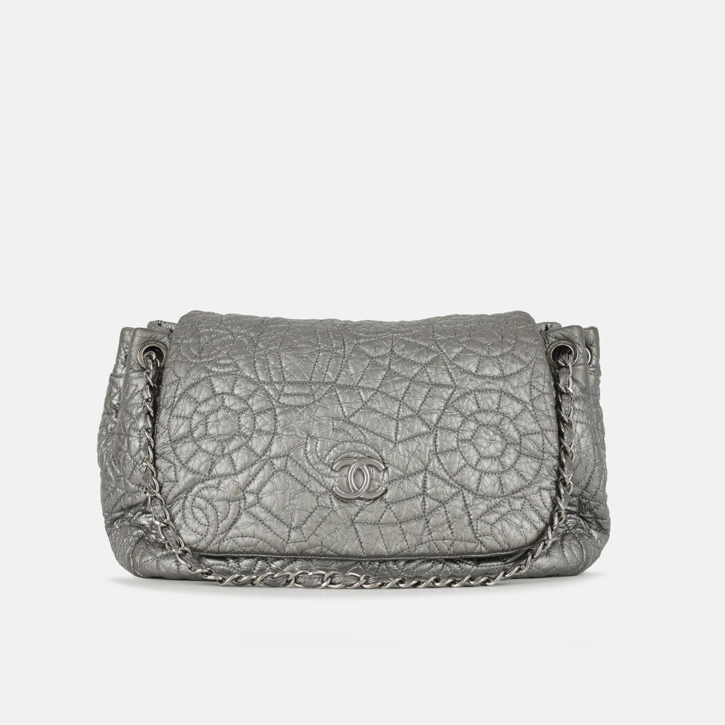 Chanel - Graphic Edge Flap - Metallic Silver SHW - 2008 - Pre-Loved
