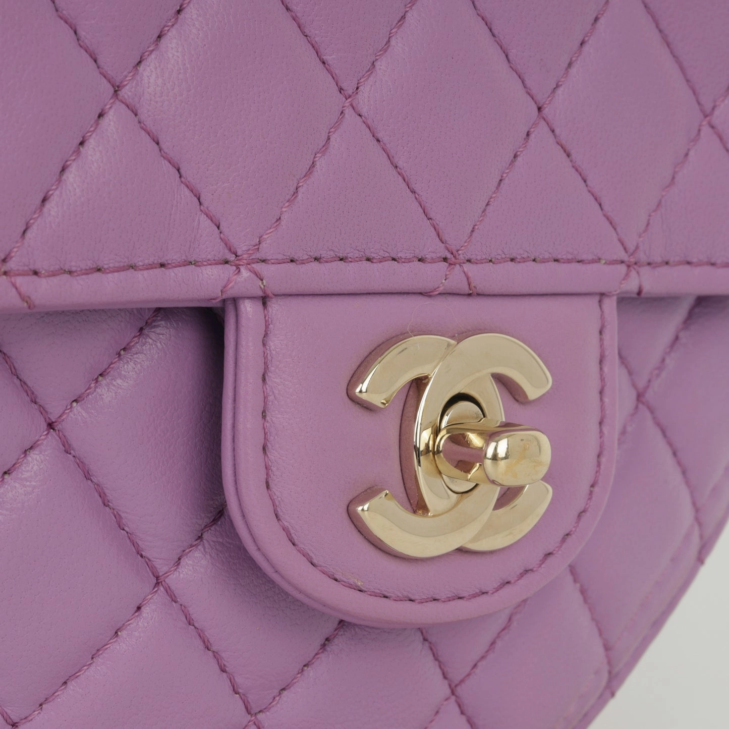 Chanel - Large Heart Bag - Purple Lambskin CGHW - Plaque Series - Pre-Loved