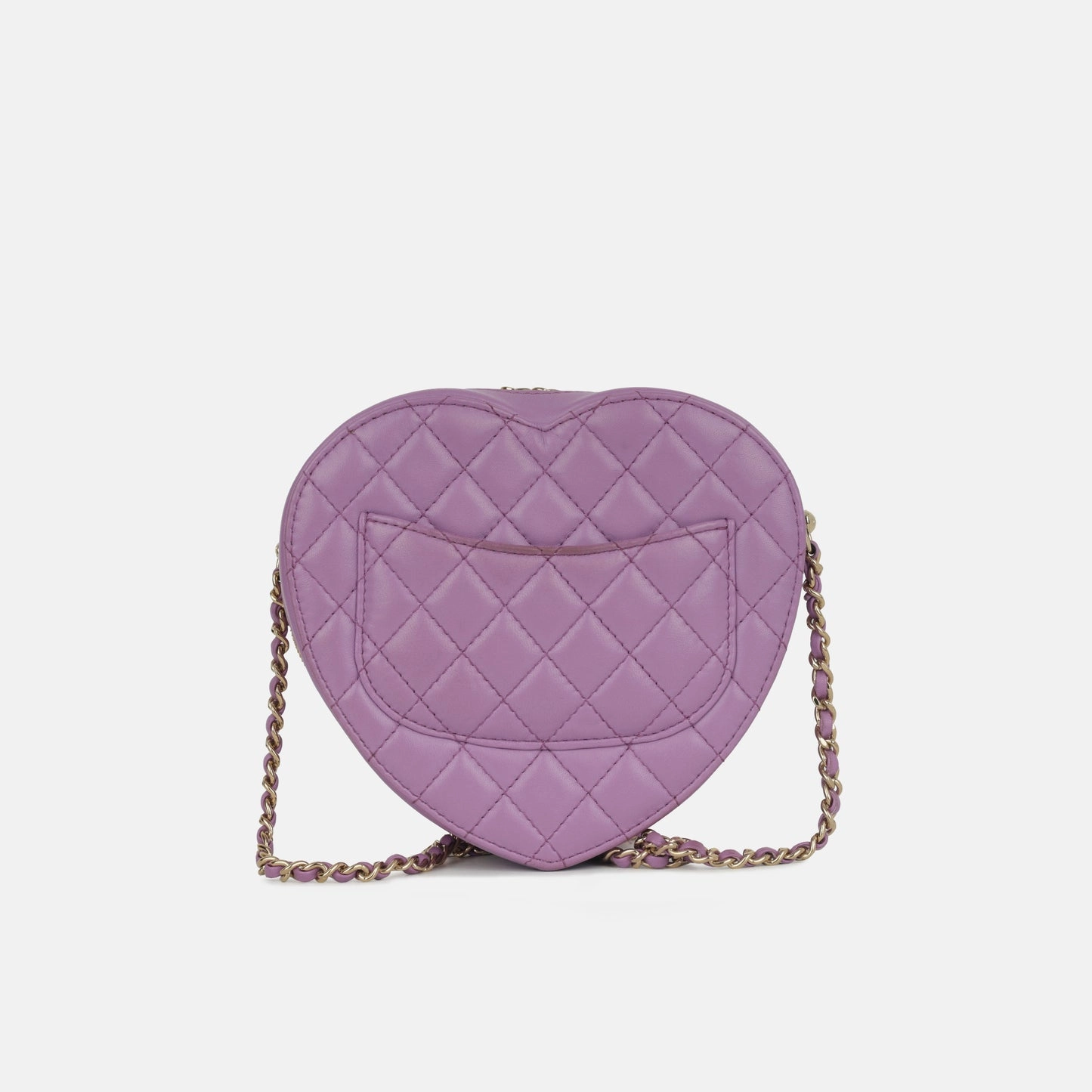 Chanel - Large Heart Bag - Purple Lambskin CGHW - Plaque Series - Pre-Loved