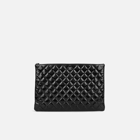 Chanel - Large O Case - Black Patent SHW - 2013/14 - Pre-Loved