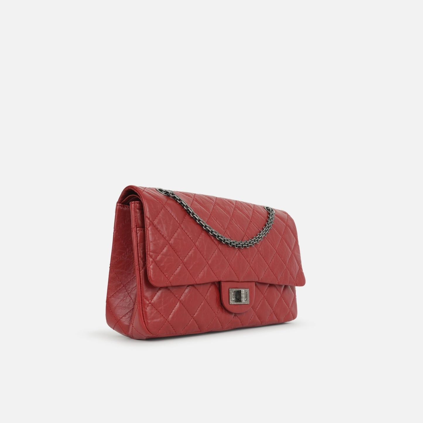 Chanel - Maxi 2.55 Handbag - Red Quilted Aged Calfskin RHW - 2012 - Pre-loved
