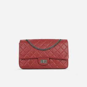 Chanel - Maxi 2.55 Handbag - Red Quilted Aged Calfskin RHW - 2012 - Pre-loved