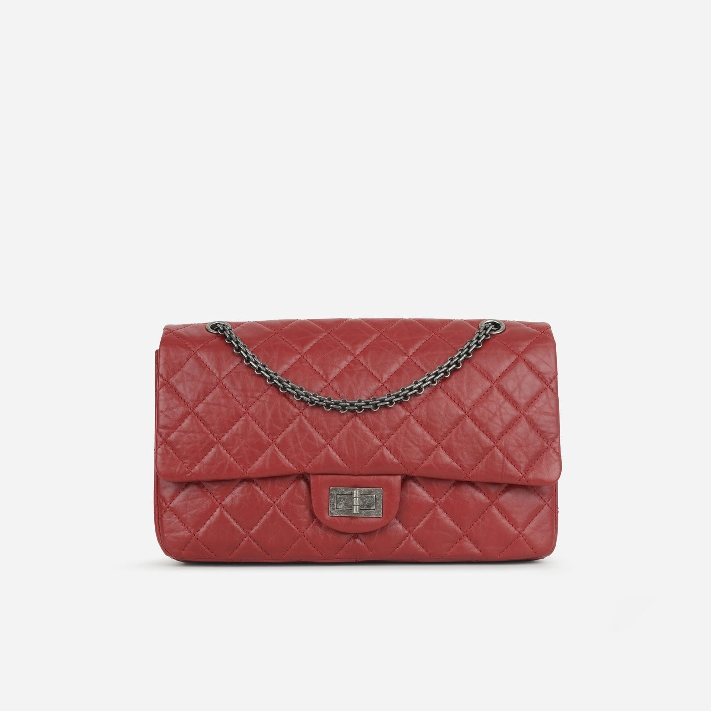 Chanel - Maxi 2.55 Handbag - Red Quilted Aged Calfskin RHW - 2012 - Pre-loved