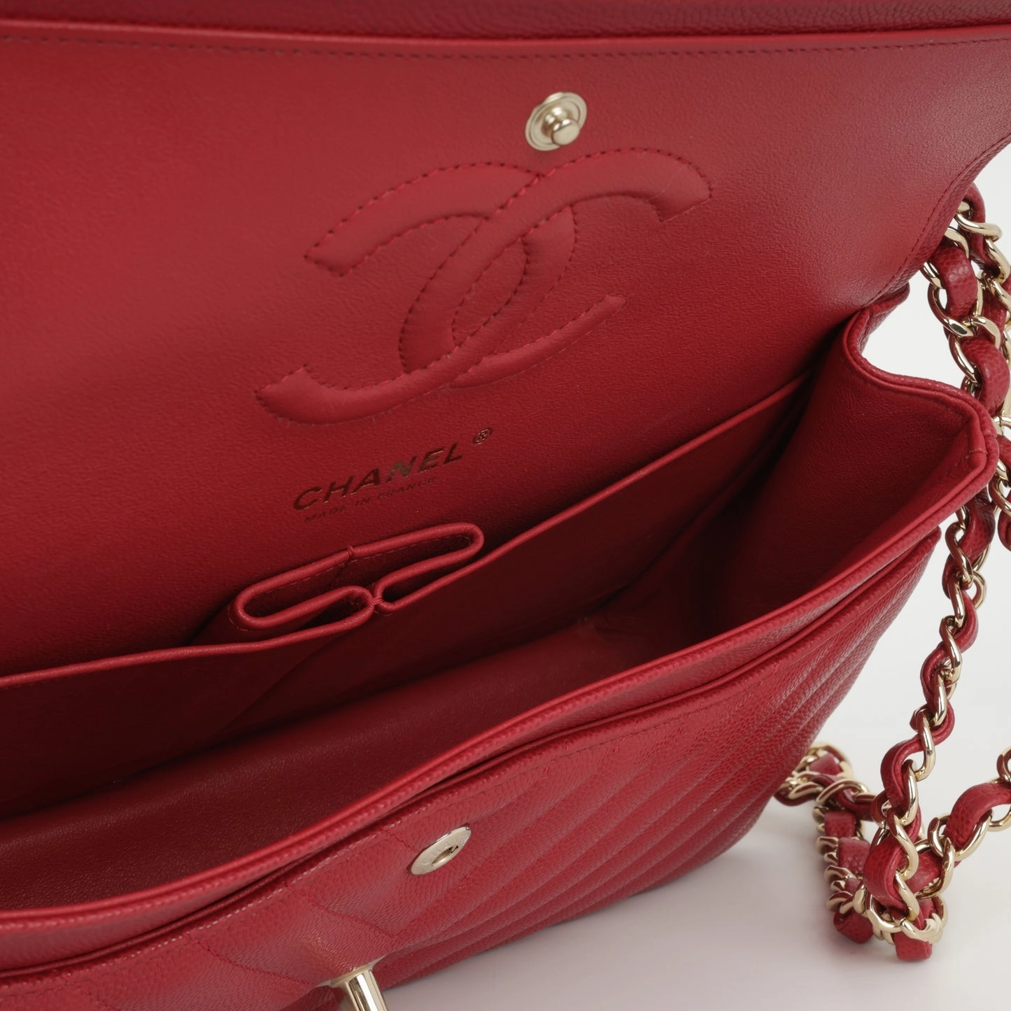Chanel - Medium Chevron Flap - Red Chevron Quilted Leather SHW - Pre-Loved - 2018