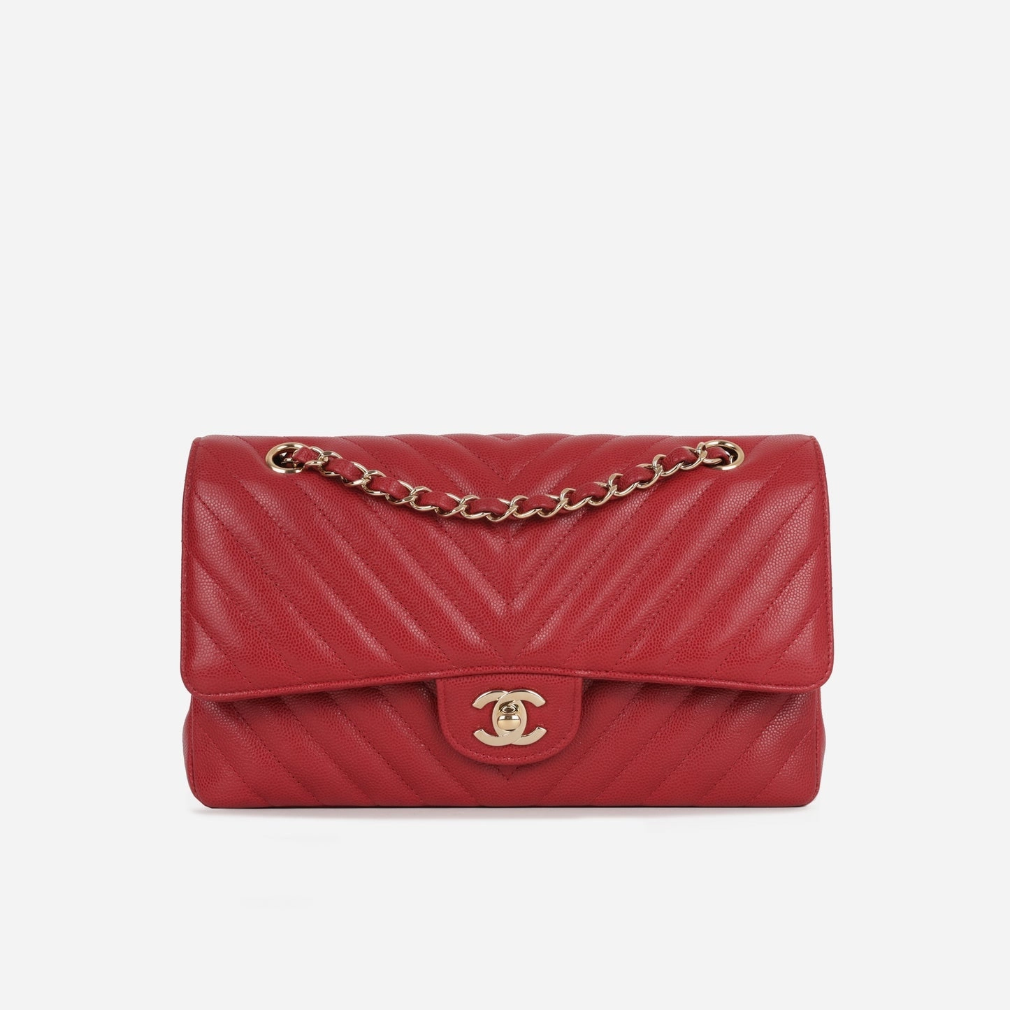 Chanel - Medium Chevron Flap - Red Chevron Quilted Leather SHW - Pre-Loved - 2018