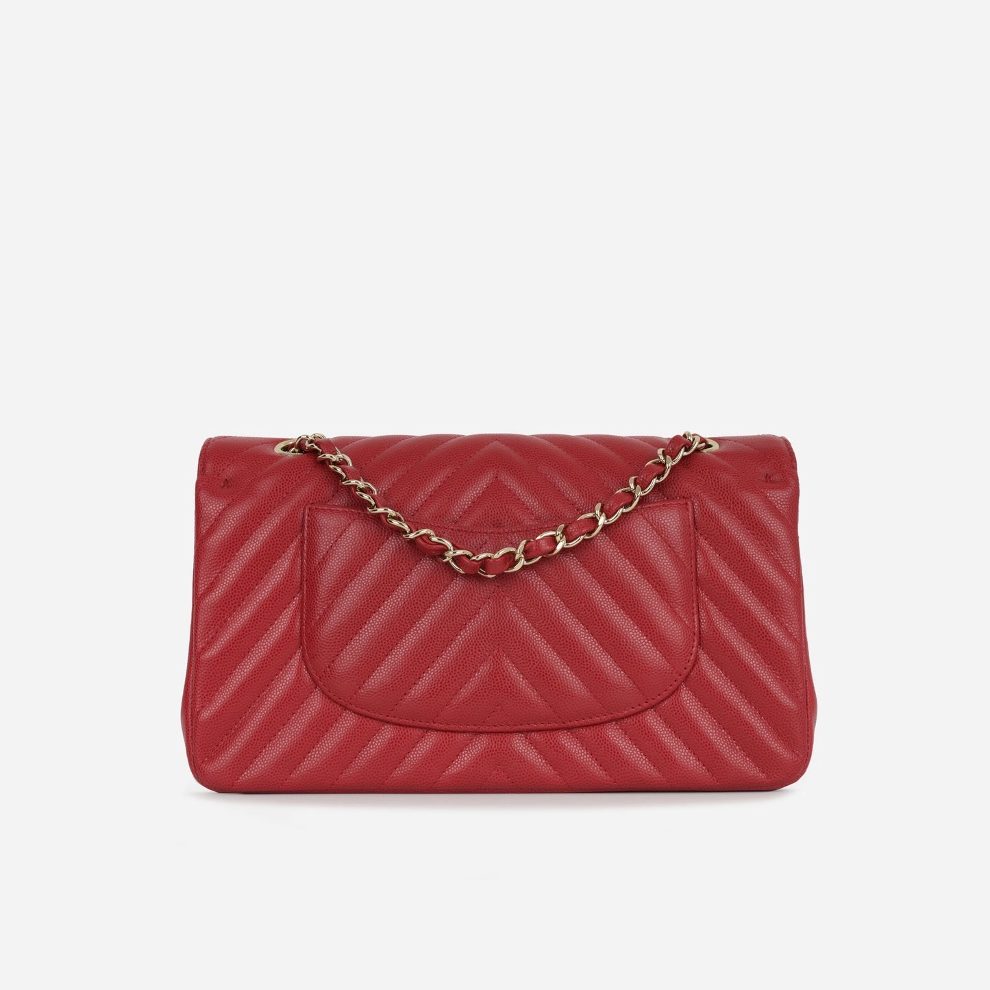 Chanel - Medium Chevron Flap - Red Chevron Quilted Leather SHW - Pre-Loved - 2018