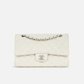 Chanel - Medium Classic Flap - Off-White Matte Quilted Caviar SHW - 2013 - Pre-Loved
