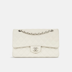 Chanel - Medium Classic Flap - Off-White Matte Quilted Caviar SHW - 2013 - Pre-Loved
