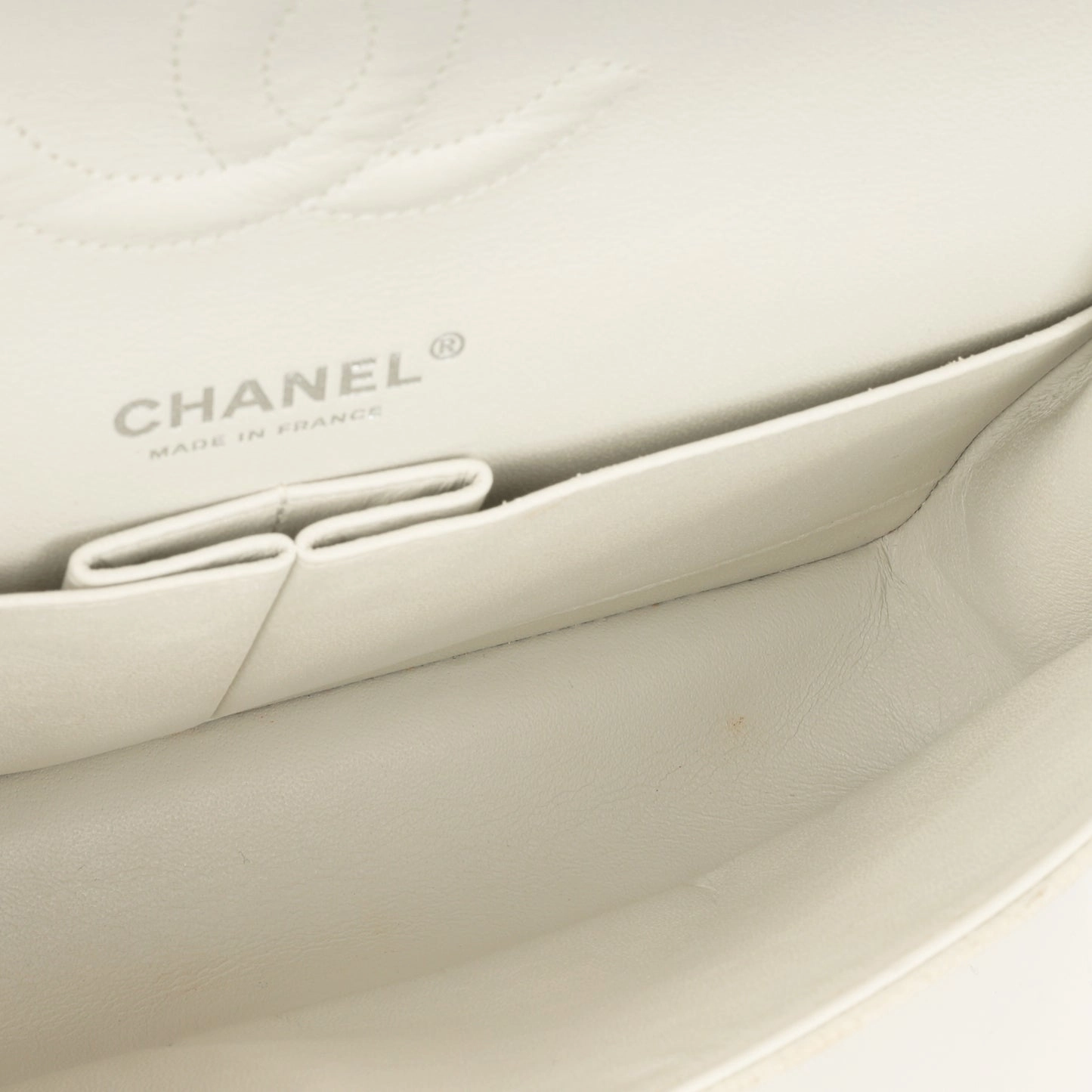 Chanel - Medium Classic Flap - Off-White Matte Quilted Caviar SHW - 2013 - Pre-Loved